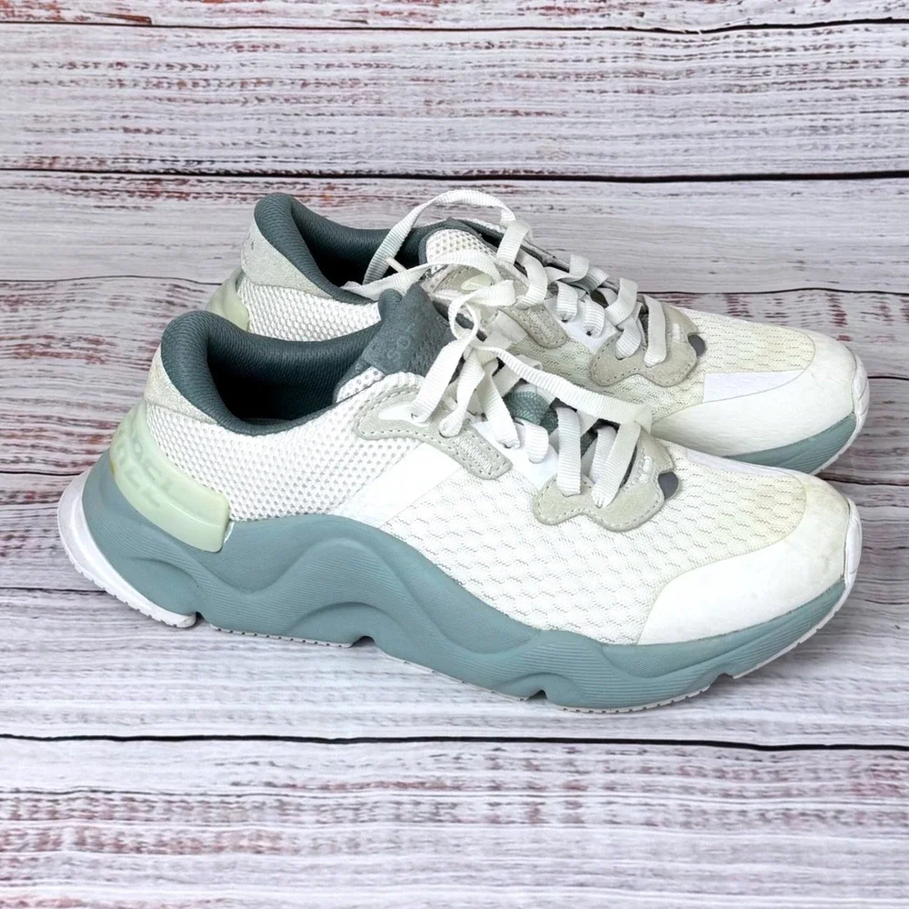 Sorel Kinetic Impact Lace Sneakers Sea Salt Sage Green NL4700-125 Womens 7.5 - Picture 1 of 8